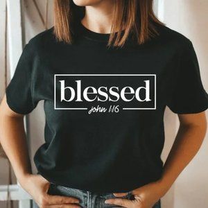 Blessed John 1:16 verse Unisex T-shirt Faith based Graphic